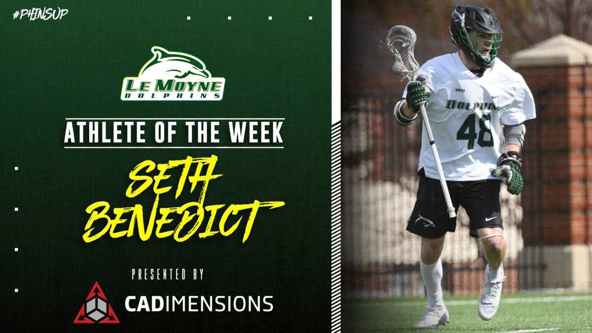 Seth Benedict (<a href="/LeMoyneMLax/">Le Moyne College Men's Lacrosse</a>) selected as Le Moyne College Athlete of the Week, presented by CADimensions, Inc. #PhinsUp 

lemoynedolphins.com/news/2023/3/27…