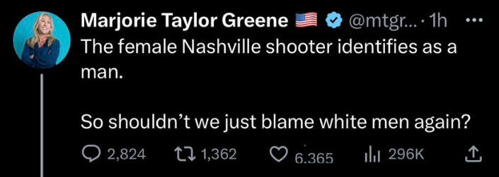 Featherton1's tweet photo. Unbelievable. She's cracking jokes about a shooting that killed 3 children. 
Georgia, are you proud? https://t.co/k0cDNBJ2q3