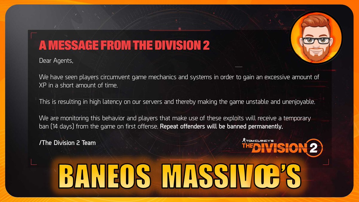 NaranXbox's tweet photo. ↘ EN DIRECTO AQUÍ ↙
https://t.co/4mRDHMXlW7
Hoy:
#TheDivision2 Massive Avisa que Se Vienen Baneos de 14 días y Perma-ban's !!
#Twitch #Stream #Gaming #4K #60fps #HDR #Xbox #XboxSeriesX #GOTY #TD2 #PvP #PvE #Raid #Speedrun #Liga #EventoGlobal https://t.co/AsAnqT8rGk