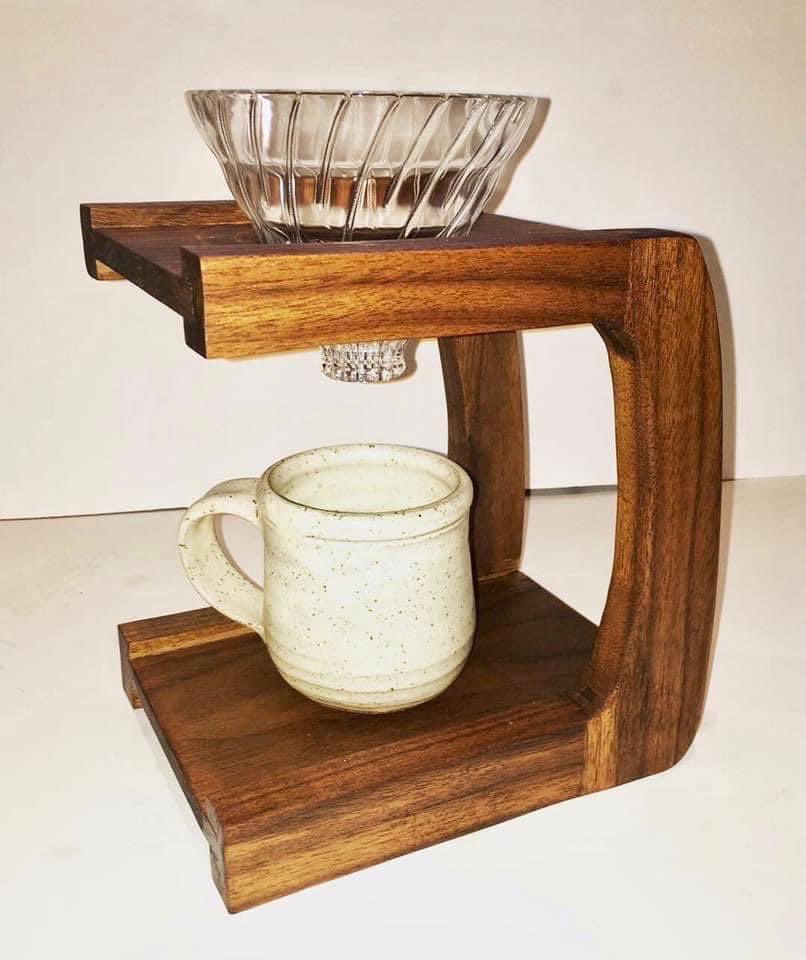 Does anyone else like pour over coffee? I really like the ritual. I built this “one-cupper” out of walnut. All the joints are hand cut and held together with wood glue.