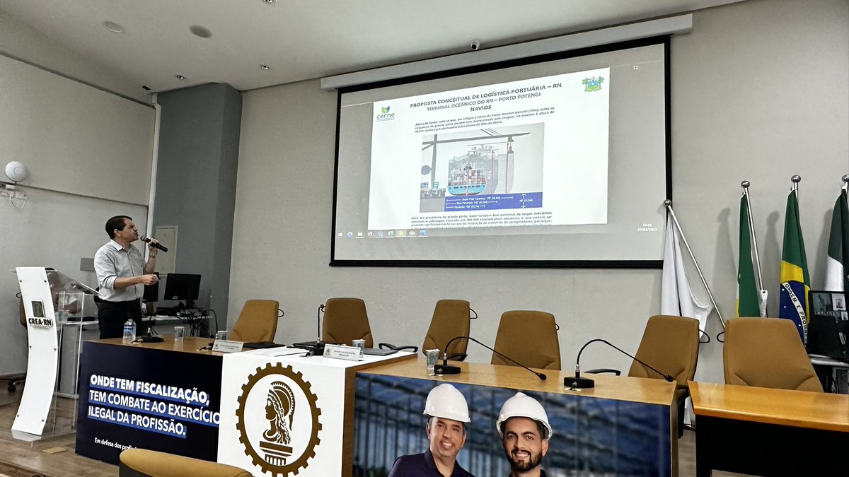 Apresentação do Projeto do Terminal Oceânico do Rio Grande do Norte - Porto Potengi, pelo Presidente do CERNE, Darlan Santos, na sede do CREA-RN. <a href="/CeRNeBrasil/">CERNE | NE | Brasil</a> <a href="/crearnoficial/">Crea-RN</a>