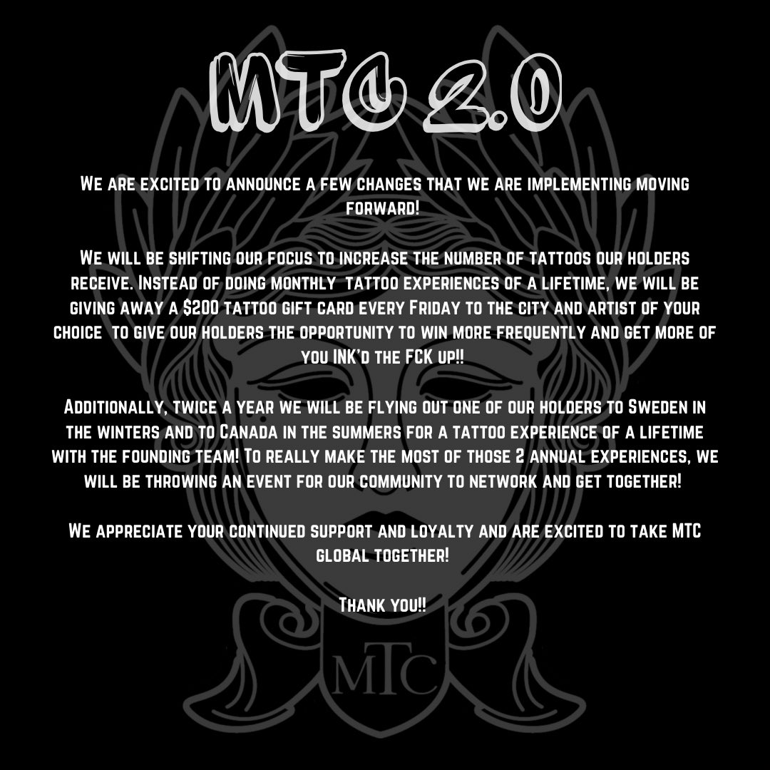 We have always strived to improve &amp; add VALUE to our holders.

We have been listening to your feedback &amp; we have heard you LOUD &amp; CLEAR… 

We look forward to getting more of you INK’D up 🤝