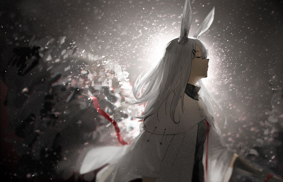 1girl animal ears solo rabbit ears long hair white hair gloves  illustration images