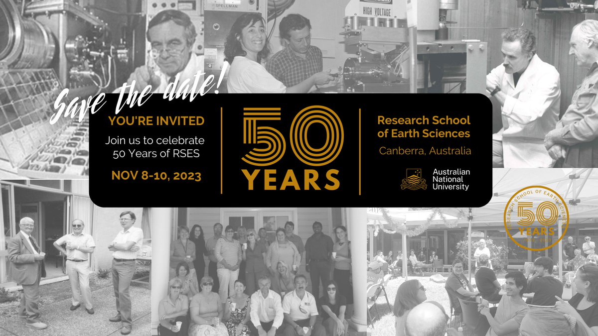Save the date! The Research School of Earth Sciences is celebrating 50 Years, and we would like to invite current and former staff, students and friends to help us celebrate! 🎉November 8-10, 2023. Please register your interest 👉bit.ly/3Zi0seB and share!