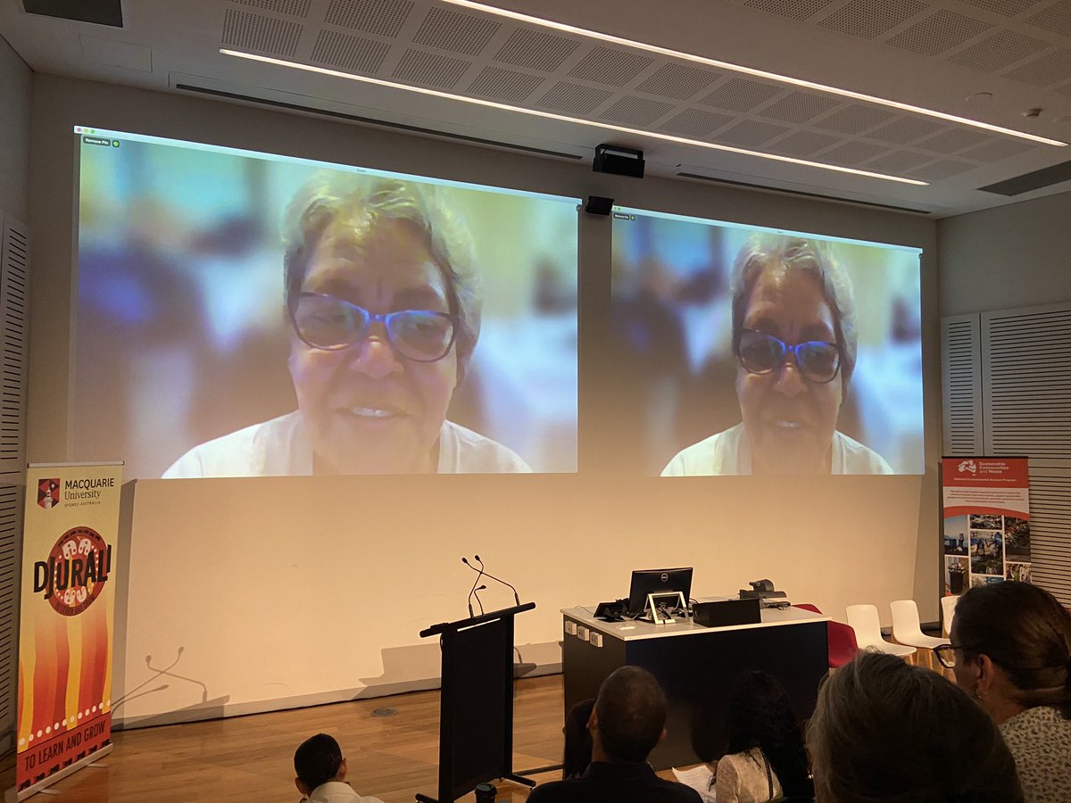 DjuraliHR's tweet photo. Aunty Linda telling us about how to better manage Country and learn from Country to improve air quality. She emphasised the importance of involving Aboriginal people at every stage. @Macquarie_Uni  @CSIRO @johncskinner1 @Boe50R https://t.co/JNZVCgmj0c