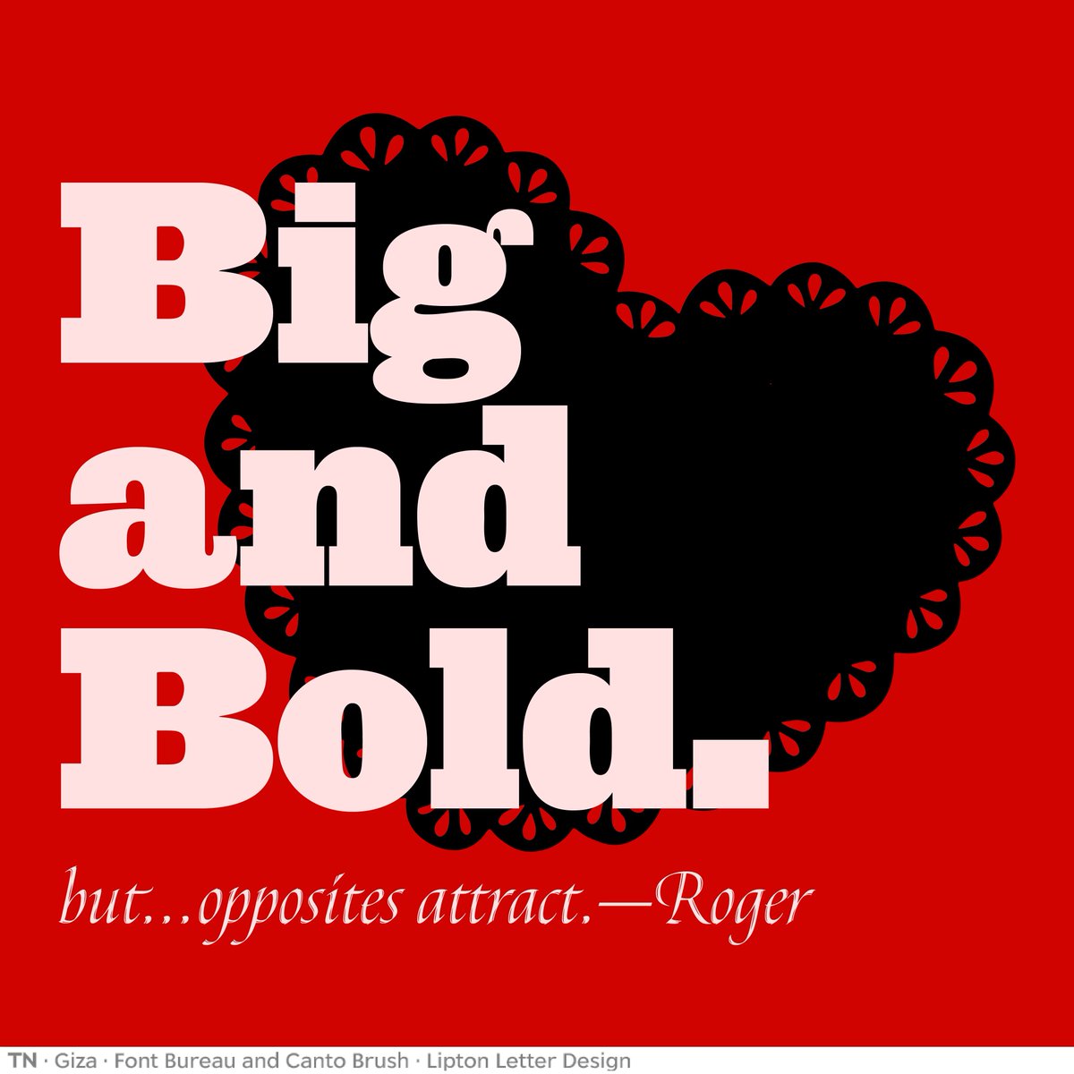 “Big. Bold. The opposite of Helvetica! Giza from <a href="/fontbureau/">Font Bureau</a> is, for me, the quintessential slab serif typeface. It has the core characteristics of the great Egyptians.” — Roger Black 
See the picks from the rest of the TN team here: buff.ly/3Zr44ed