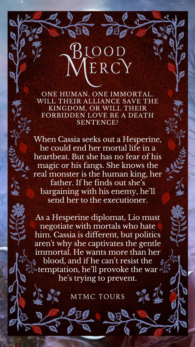 mtmctours's tweet photo. Welcome to our Bookstagram &amp; Creative tour for Blood Mercy by @velarothauthor!! ✨🥀 Slow-burn, steamy romance with classic fantasy world building. Follow fated mates Cassia and Lio in their epic love story. 😍 Add it to your TBR: https://t.co/FiDR5keHsc Follow the tour 🧵 https://t.co/400CdU4YNx