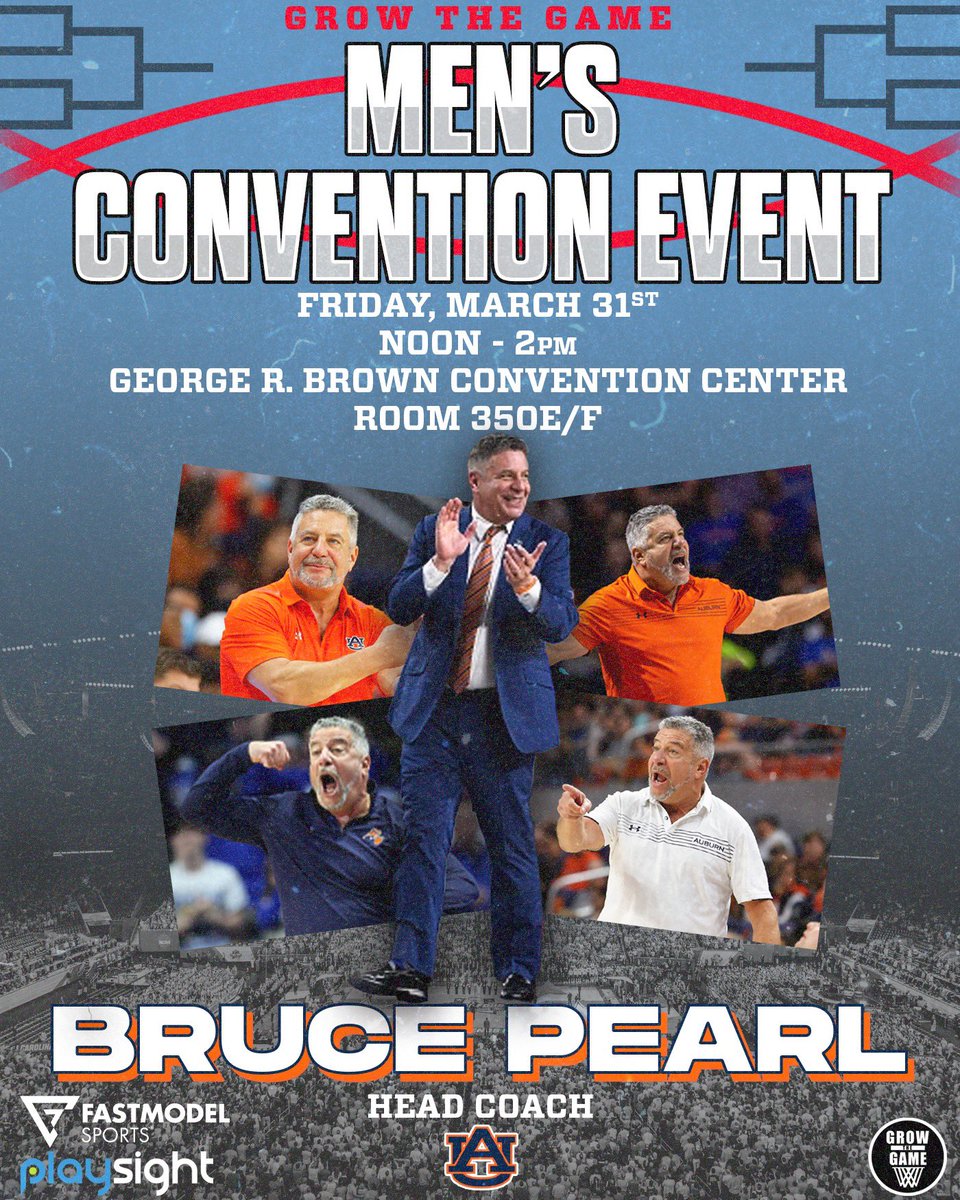 GTGhoops's tweet photo. Grow the Game is pumped for year 2 of our Men’s Convention Event. @AuburnMBB HC and former student manager @coachbrucepearl will be our guest speaker. 

Join us as we announce our Student Manager All-America team and host open networking. This is an event you won’t want to miss! https://t.co/rzWI6XYFj8