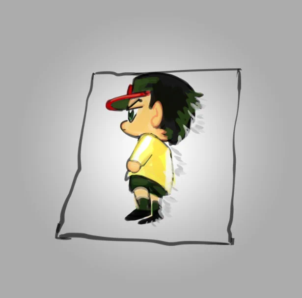 fanart i drew of kujo jouta stuck in a glue trap 