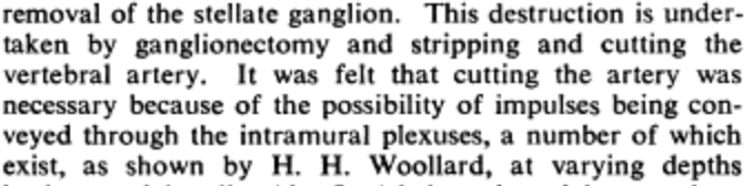 robinbigelowmd's tweet photo. In 1948 Dr Passe and Seymour report 12 cases of  Meniere's disease treated by dividing the sympathetic fibers in the stellate ganglion. Also advocated for division of the vertebral artery which was completed in 4 of the 12 patients without complication #HistoryInMénièresDisease https://t.co/4VDYEAtJFJ