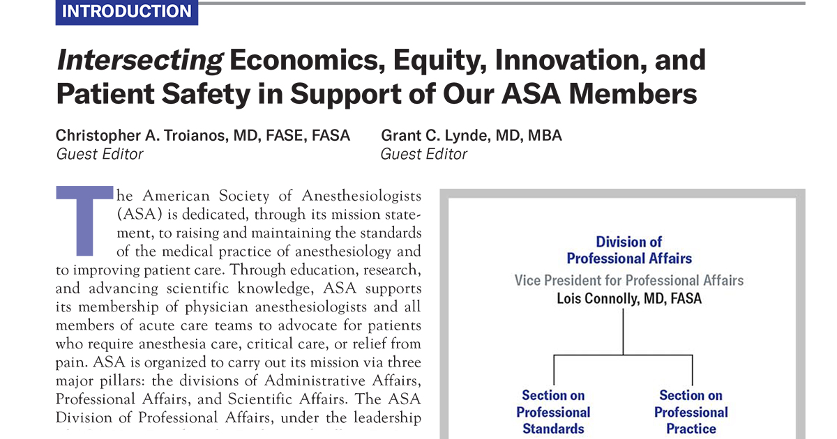 ASA Monitor (@ASAMonitor) on Twitter photo 2023-03-27 23:05:11 @ASAMonitor+ supplement is now online! Explore the iIntroduction by Drs. Troianos and Lynde, which highlights the innovative and collaborative efforts of ASA’s diverse committees in enhancing #PatientCare. ow.ly/bzxX50NteVz @ChrisTroianos @grantlynde @astrikermd @ASAMonitor+ supplement is now online! Explore the iIntroduction by Drs. Troianos and Lynde, which highlights the innovative and collaborative efforts of ASA’s diverse committees in enhancing #PatientCare. ow.ly/bzxX50NteVz @ChrisTroianos @grantlynde @astrikermd
