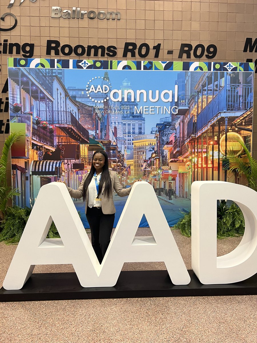 _aliyah4's tweet photo. Hey, #dermtwitter !👋🏾I’m Aliyah Pierre, MS3 @LSUHealthNO &amp; aspiring dermatologist! My interests include skin of color care &amp; community education/outreach! Met so many amazing people at #AAD2023 recently &amp; can’t wait to meet more in the online community!♥️ #Match2024 #Medtwitter https://t.co/gdOG9cAhAb