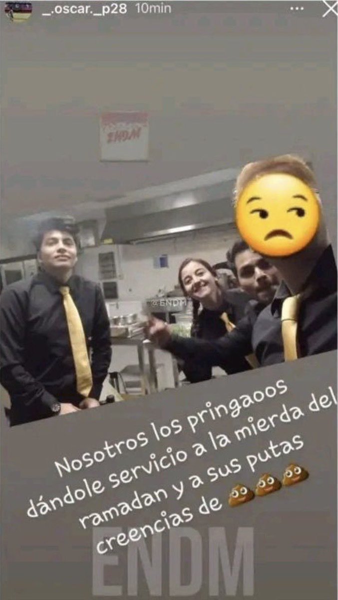 alivingidea's tweet photo. @Steph_JUSTME1 Spaniards might just be the racist species I have ever laid my eyes on, not even Italy or England can top them. Yesterday an employee who works in a hotel where Moroccan players are staying posted this. The hotel owners instead of apologizing they shut down IG comments. https://t.co/YJdj4Zn55b