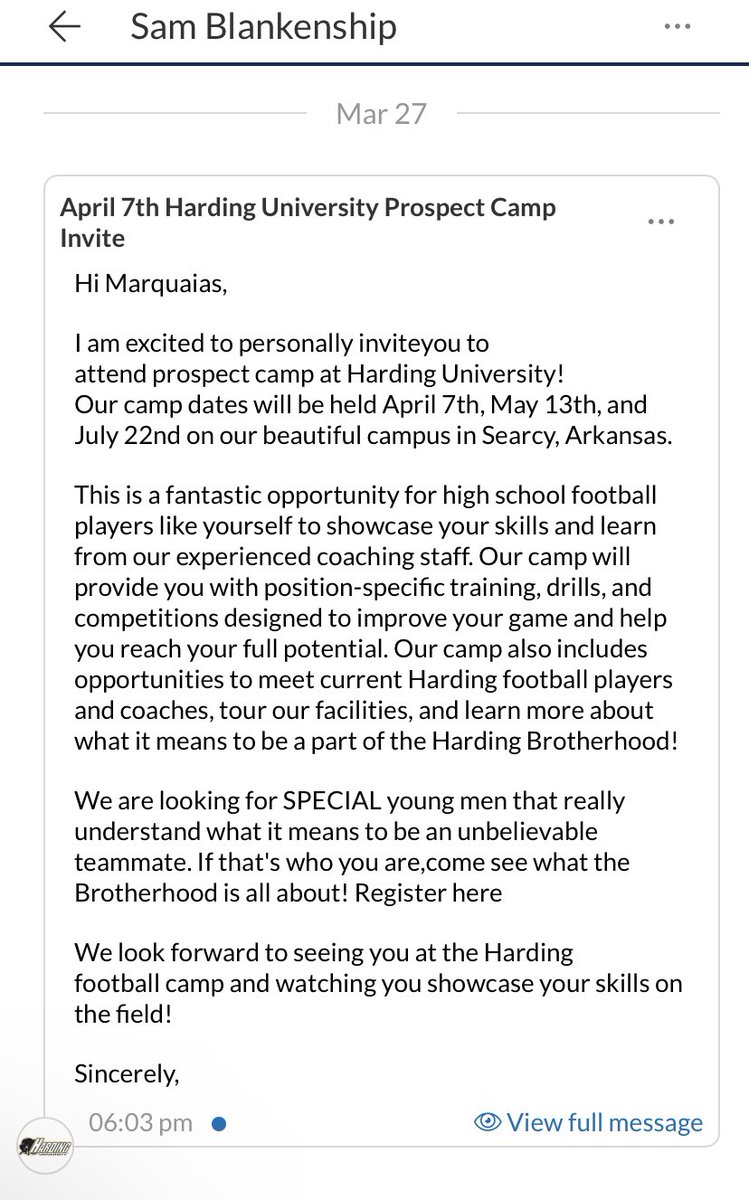 OfficialQuaiaz's tweet photo. Thank you Coach @Coach_Blank for the College Camp invitation 👏🏽🏈 https://t.co/cFKFR7vjaD