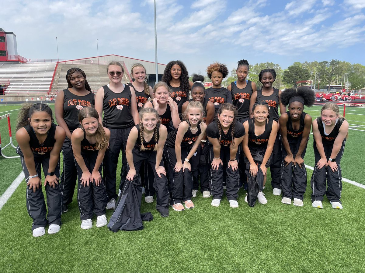 TMS Lady Tigers close out their track season with the District Meet in Marshall!

7th Grade: Fourth Place - 94.33 Points