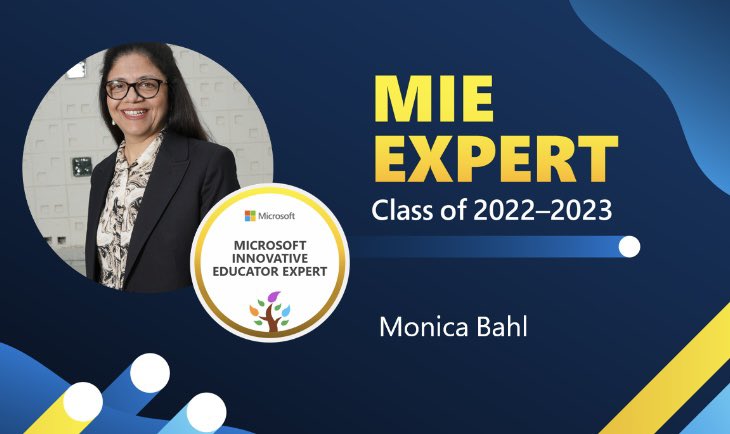 Super excited to be selected as an MIE Expert for 2022-23! Proud to lead the #Microsoft #MIEExpert trainings and certifications <a href="/TBS_Delhi/">TBS Delhi</a> as #Microsoft Trainer. Thank you for the opportunity !#MicrosoftEDU #Microsoftlearn