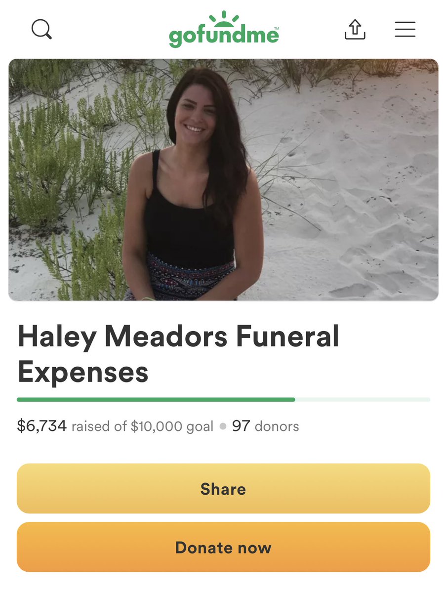 My childhood friend was murdered. Please help support her family to give her a beautiful &amp; proper burial. 💔 if you cannot donate, please RT 

gofundme.com/f/haley-meador…