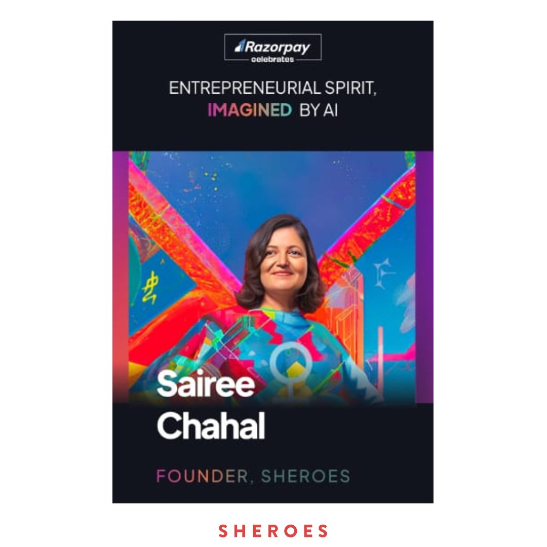 sheroes's tweet photo. Celebrating Sheroism 🙌

SHEROES-in-Chief @Sairee imagined through AI by @Razorpay on print &amp; digital!
Check here: https://t.co/ghTzdLJfh7

#TakeCharge #Entrepreneurship https://t.co/NGgr8PAW6l