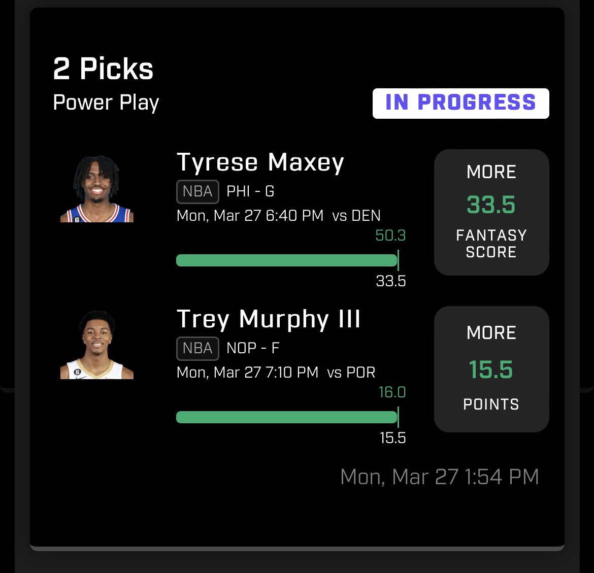 NotADocBets's tweet photo. All plays posted in the discord
Got whole crew cashin tonight
💯 🔒🤑
#prizepicklocks #prizepicks #nba #labwork #labbing #certifiedlocks https://t.co/YIa5573jDA