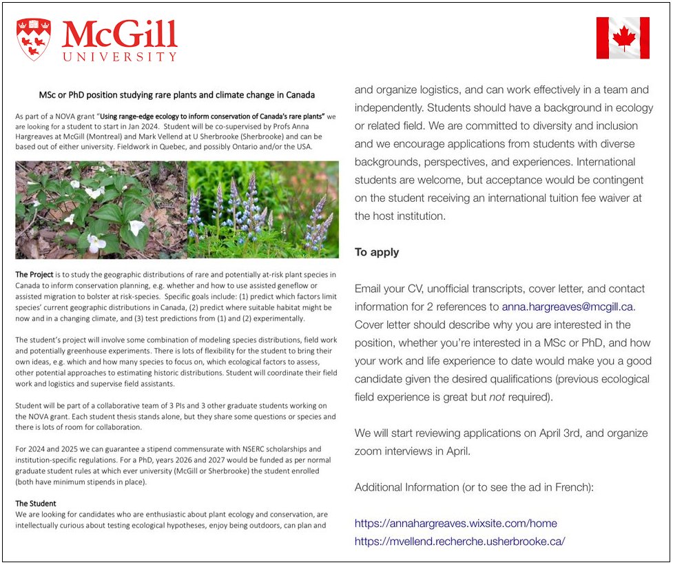 Agristok on Twitter "PhD/MSc Funded Position in studying rare plants