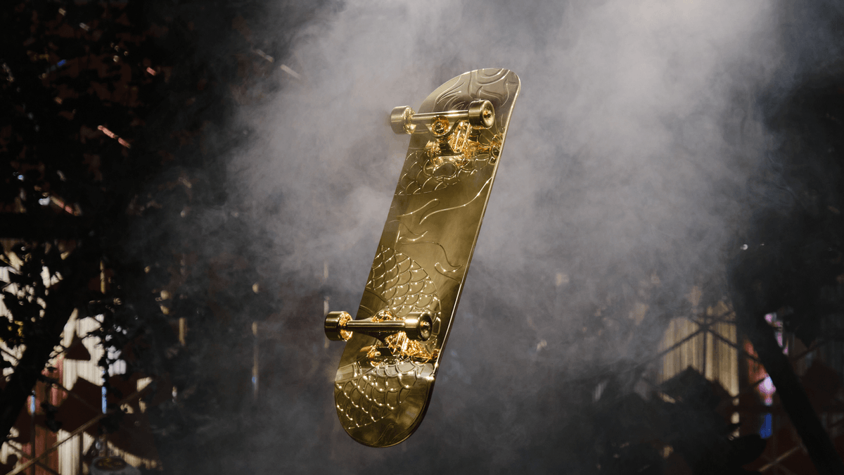 Zagabond's tweet photo. Crazy that an Azuki golden skateboard owner @MrGentleApe was able to share a piece of art and technology with Tony Hawk. 

Scanning the chip in the physical skateboard mints a digital token, which will automatically update your Azuki onto the ruins shrine on our world page. Some have called it the "Mt. Rushmore of Azuki". 

I'm fascinated by how web3 can enable everything to connect. Can't wait to show everyone what's next.