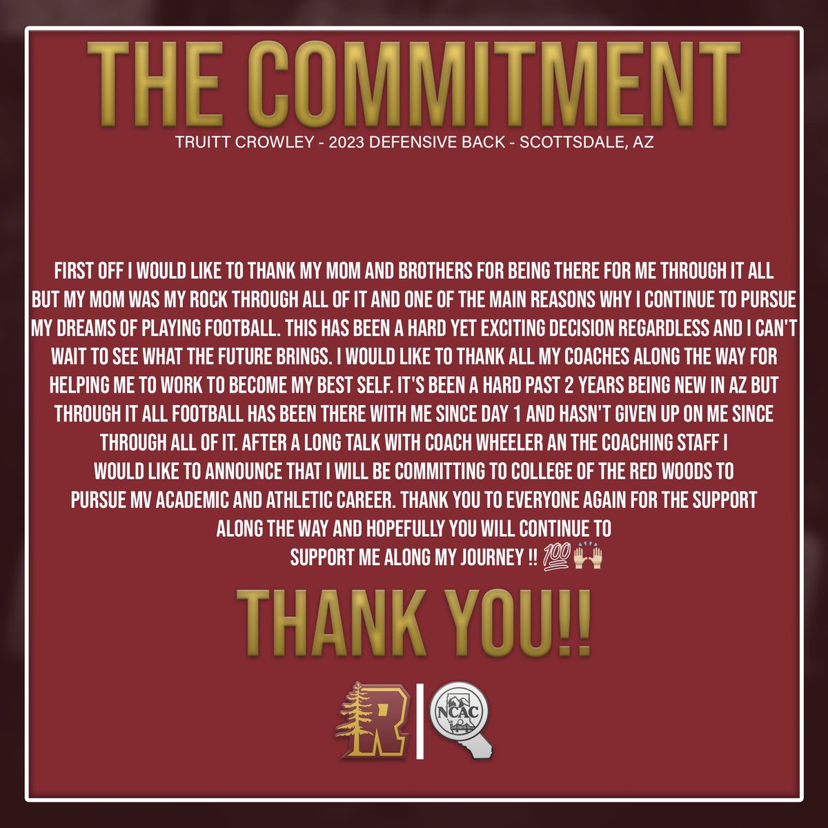 truittcrowley's tweet photo. After a great visit @_CR_Football and talking with @Coach_Ddub an the coaching staff I would like to announce that I’m comming to @_CR_Football …thank you again to everyone.LETS WORK!🏴‍☠️💯@FBRecruitAide @CoachBJones95 @JuCoFootballACE @JUCOFFrenzy #blackswarm🏴‍☠️#JUCOPRODUCT #juco https://t.co/NIhUDx6RaJ