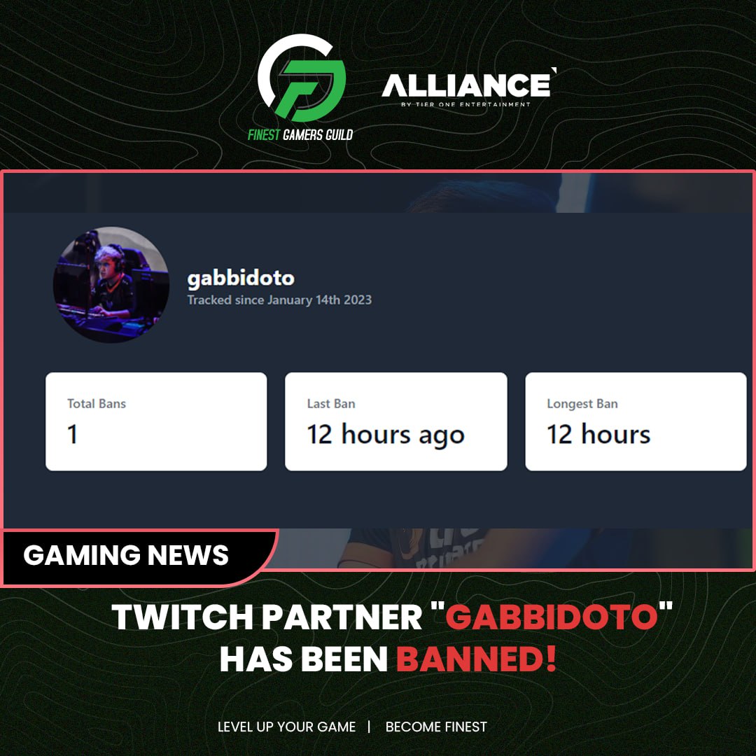 Twitch partner Gabbidoto has been banned!

#TwitchBanned #FinestGamersGuild