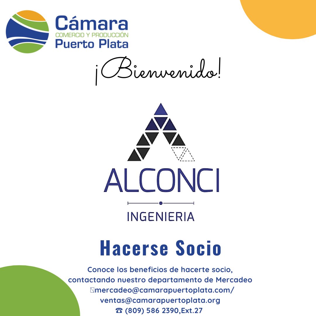 ALCONCI INGENIERIA, SRL.
Ciencia, tecnología e ingeniería 
(Nuevo miembro)
👉 <a href="/alconci/">aldana conci</a>.ingenieria 👈
📍 Dirección: Avenida Manolo Tavarez Justo #74. Edificio Pablo T. Brugal, segundo nivel.

☎️ 809-970-2828
📱 809-223-2828

📧 alconci.ingenieria@gmail.com

 #MembresiaCamaraPOP