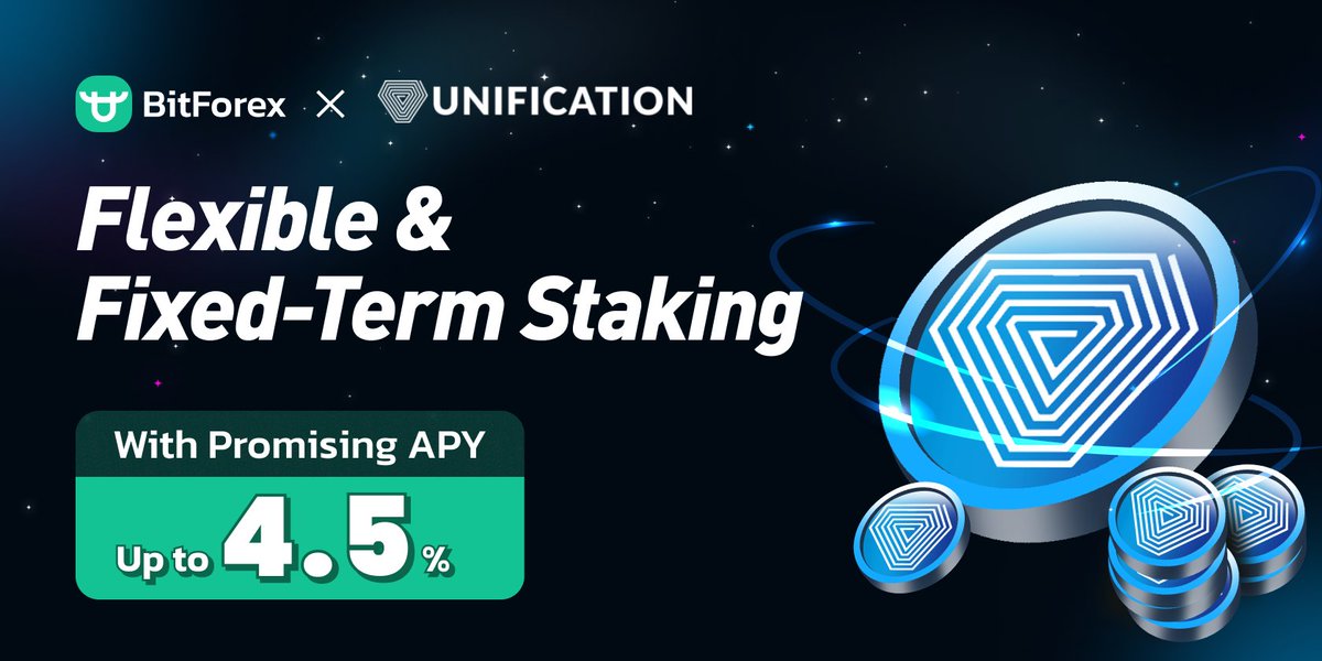 bitforexcom's tweet photo. BitForex✖️ @UnificationUND
Stake $FUND on BitForex Earn - Getting up to 4.5% APY!
👉Stake now: https://t.co/gsveepmXiG
#BitForex #BitForexEarn #Unification https://t.co/m9G2f0STLJ