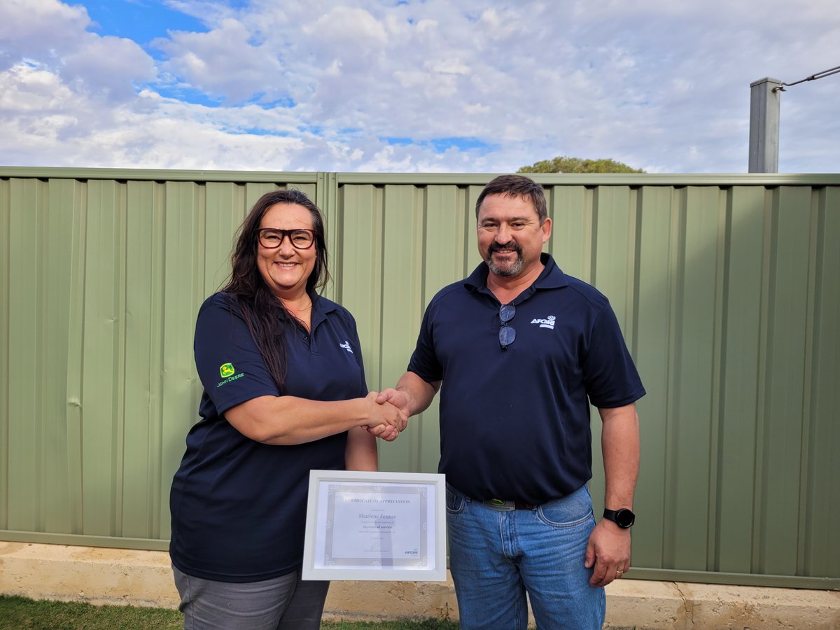AFGRI Equipment Australia (@afgriau) on Twitter photo Congratulations to Sharlene from our Geraldton branch, who has been with AFGRI for 10 years this week. The administration team is stronger with Sharlene in the team through her leadership and charisma.
#AFGRI #supportinglocalcommunities #JohnDeere Congratulations to Sharlene from our Geraldton branch, who has been with AFGRI for 10 years this week. The administration team is stronger with Sharlene in the team through her leadership and charisma.
#AFGRI #supportinglocalcommunities #JohnDeere