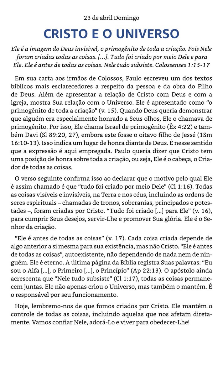 advcentralbh's tweet photo. Meditação Matinal, 23 de abril. https://t.co/V9g5ZLELr1