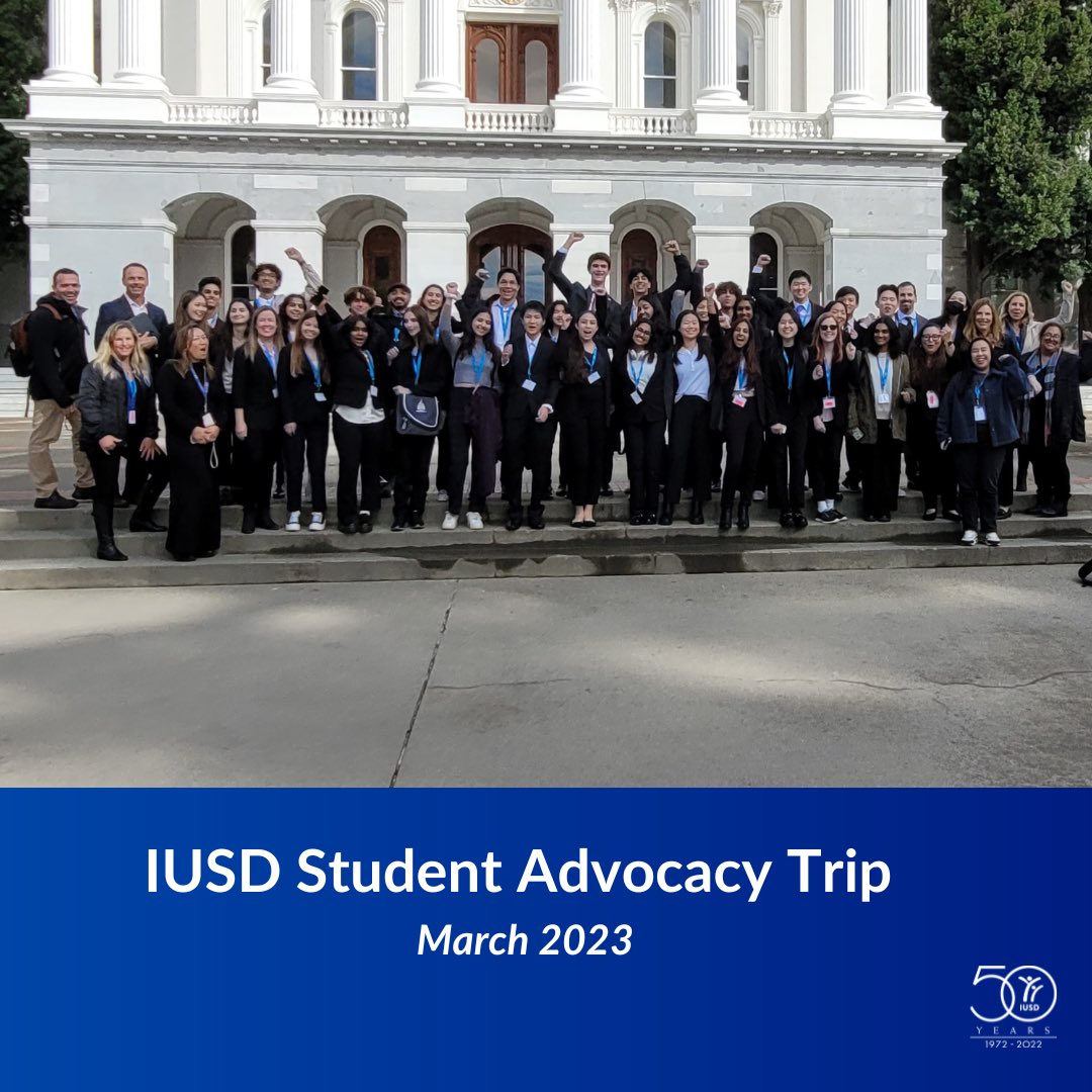IUSD's tweet photo. More than 30 IUSD students from Creekside, Irvine, Northwood, Portola, University and Woodbridge high schools, traveled to Sacramento to discuss issues impacting education with state legislators and other influential policymakers.
#IUSD #IUSDCommunity #StudentAdvocacy https://t.co/2EDWCyYJ6m