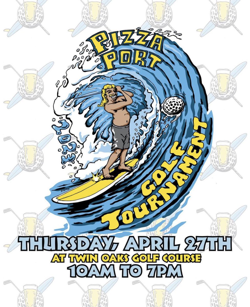 FORE ⛳️! 

Join @pizzaportbrewingco and friends at the 8th Annual Pizza Port Golf Tournament on April 27th, 2023 at the @twinoaksgc.
 
All proceeds will be benefit the <a href="/iloveacleansd/">I Love A Clean SD</a> foundation.

Click the link for more information and ticket purchases eventbrite.com/e/pizza-ports-…