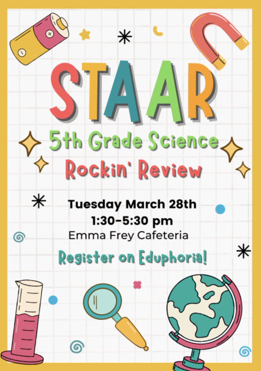 MonikaRobinson_'s tweet photo. 📢5th Grade Science Teachers!📢 See y’all tomorrow! 🎸🎤🧲💡🤗#EISDScience #RockinReview #STAARCountdown https://t.co/qcjZnSnzFl