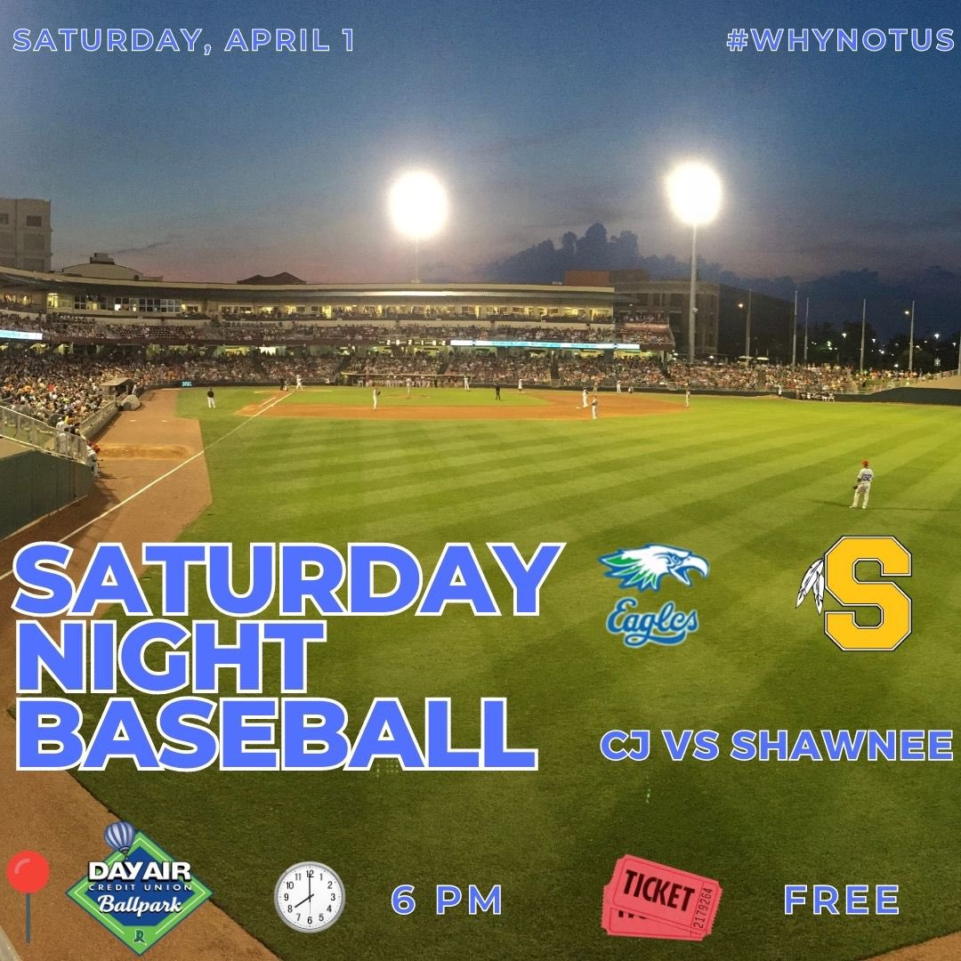 This Saturday, April 1st, the Varsity Eagles take on Springfield Shawnee at 6:00 at the home of the Dayton Dragons, Day Air Ballpark. 

Come out and support the Eagles in what should be a great free event for all!