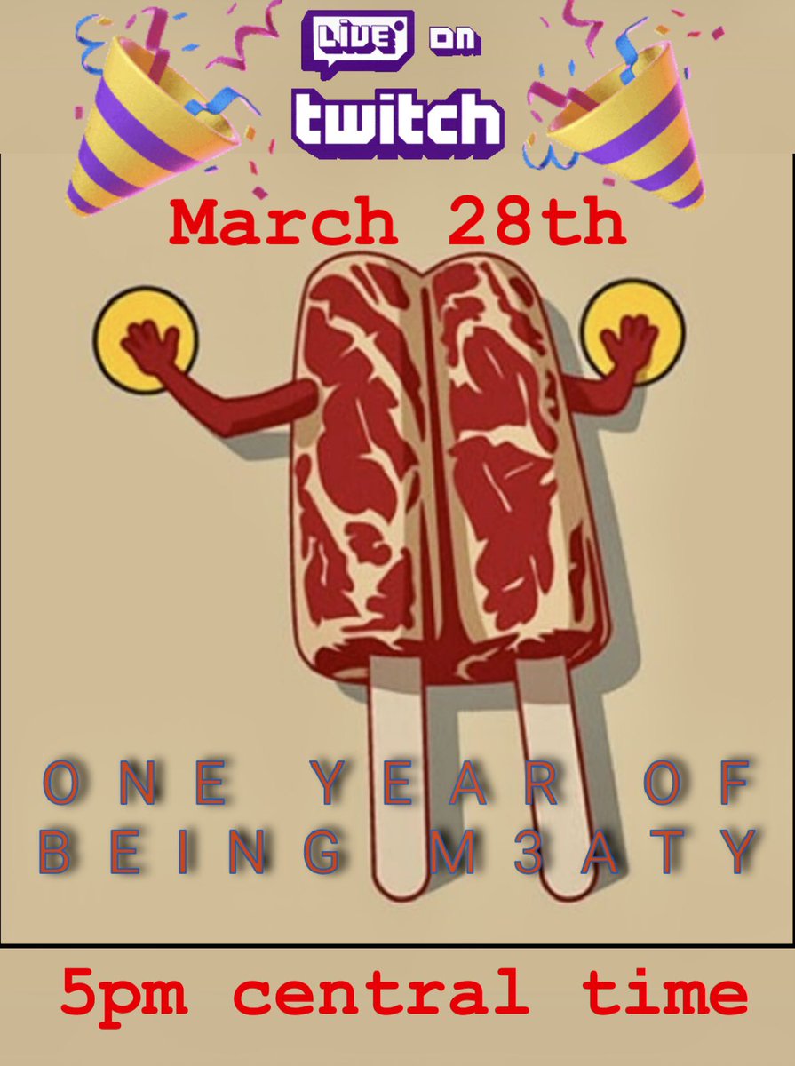 SezSational's tweet photo. Tomorrow is our beloved besties #anniversary #stream on #twitch come celebrate 1 year of being meaty 🥩 https://t.co/7Lk6UnBSYY 💜 #Giveaways #Fortnite https://t.co/RgmJqIOje0