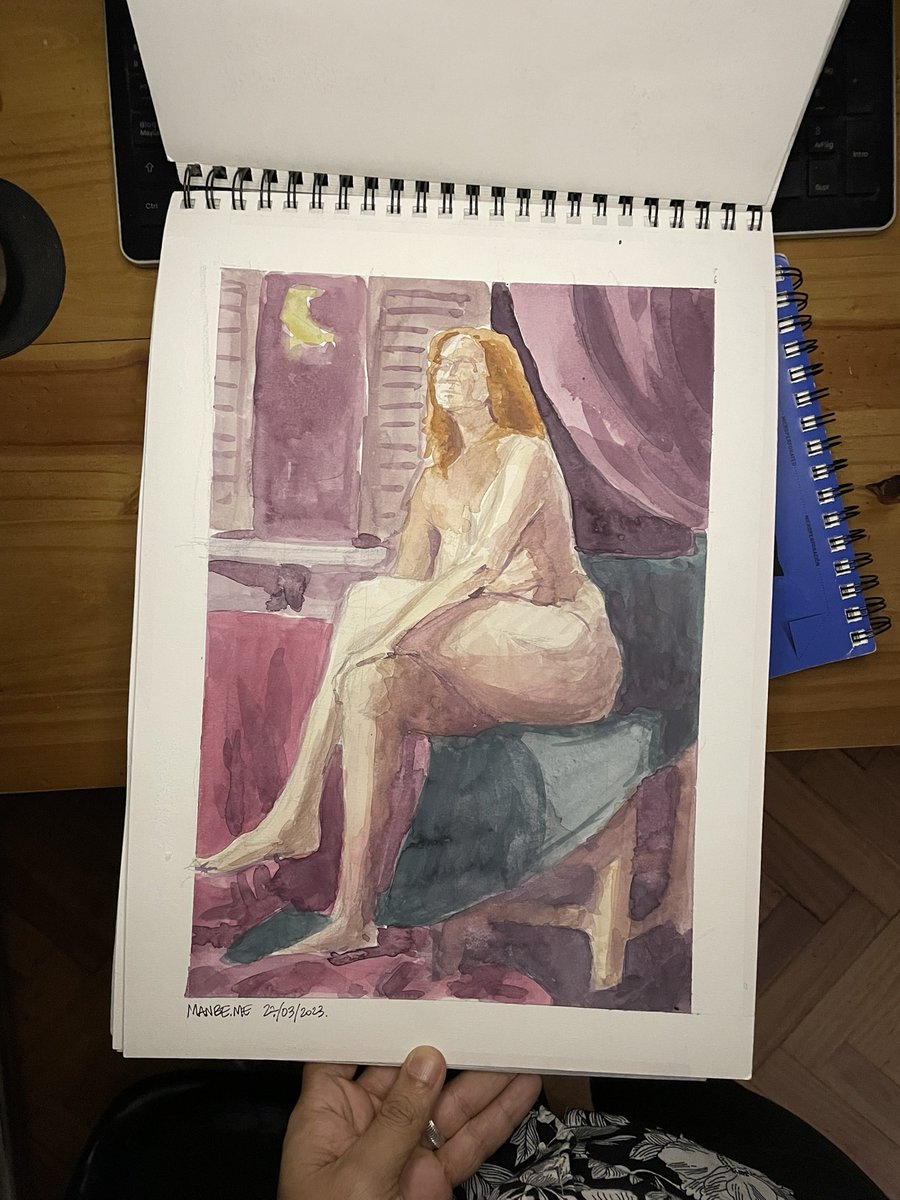Hoy como todos los lunes se hizo la pintasión, en esta edición, que tanto se puede hacer con lápiz y acuarelas en dos horas si hay modelo vivo?