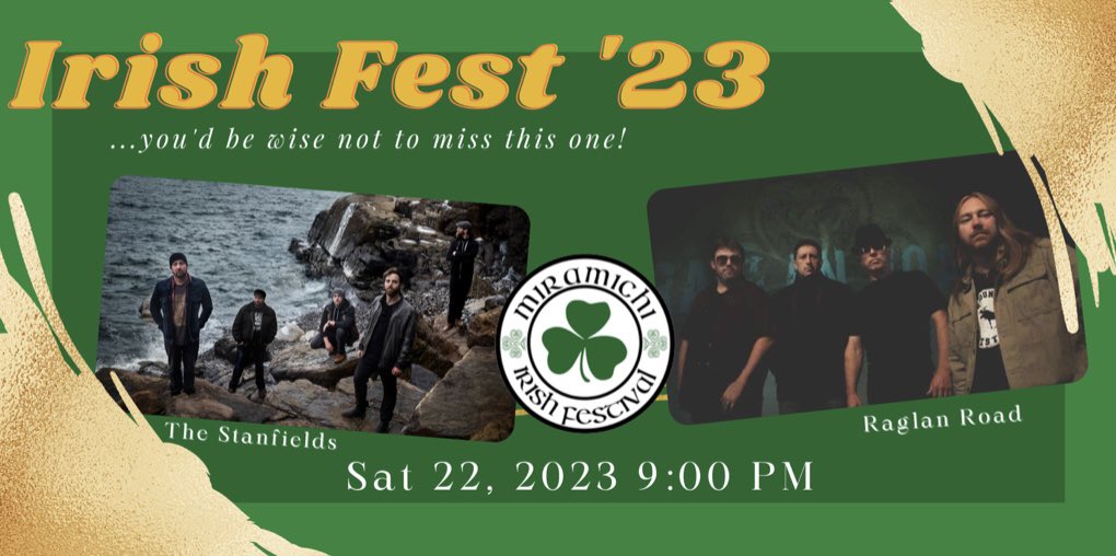 PQMiramichi's tweet photo. Canada’s Irish Festival on the Miramichi is getting ready for a great festival in July! #Miramichi 
@TheStanfields @RaglanRoadMusic @JesusMurphyNS @HalifaxPier @MiramichiIrish https://t.co/UwdzIdIDov