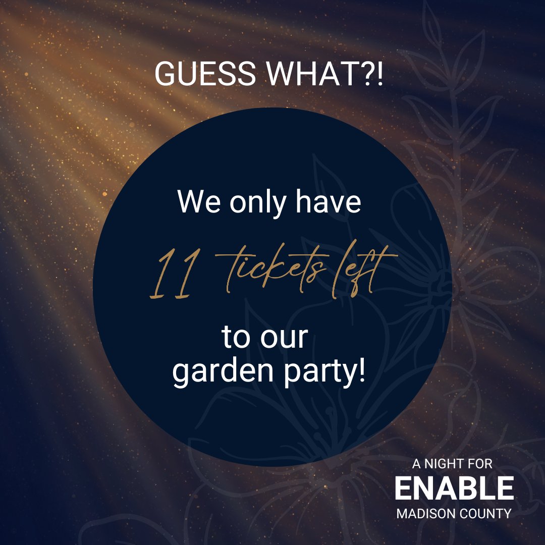 EnableMadisonCo's tweet photo. Will you be one of the lucky few to get the last tickets? Let's sell this party out & help your local homebound & aging neighbors! Your community needs you. Grab your ticket now...while they last. Tickets: https://t.co/cBfVSVaU2B #N4E #enablemadisoncounty #party #fundraiser #hun https://t.co/5cSk3mqtiO
