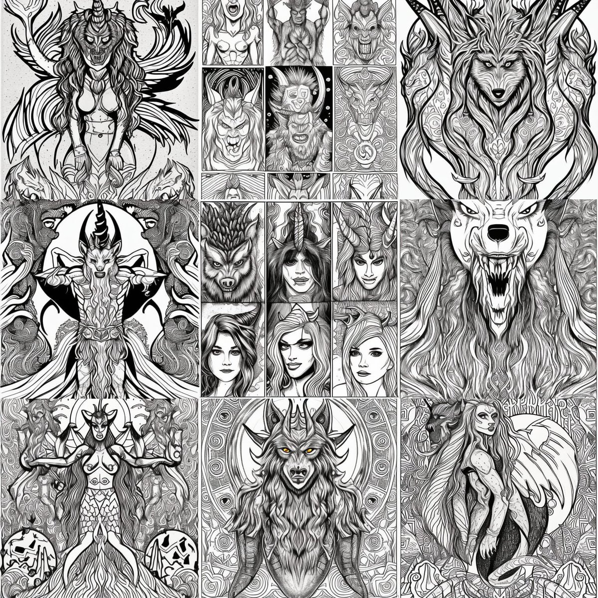 AI_Coloring's tweet photo. With images like these to color! All created by A.I 
#aiart #ai #aicb #aic #aicoloring #coloringbooks #aigeneratedart #ai #artificalintelligence https://t.co/lQp83WaJqC
