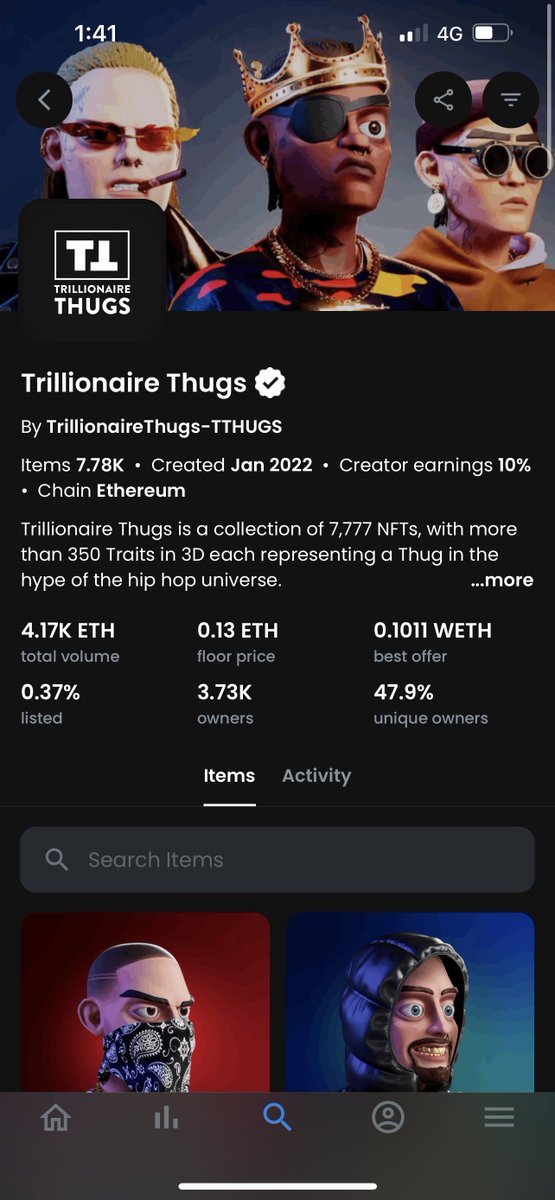 agiplug's tweet photo. Only .37% of @TThugsNFT are listed ๐ฅ
Almost 50% unique holders โผ๏ธ
https://t.co/y5fjPzUq4J
#TThugsArmy #TThugs #NFTplug #NFT #Web3 #Defi #ETH #Crypto #NFTs https://t.co/YQL60IXrhV