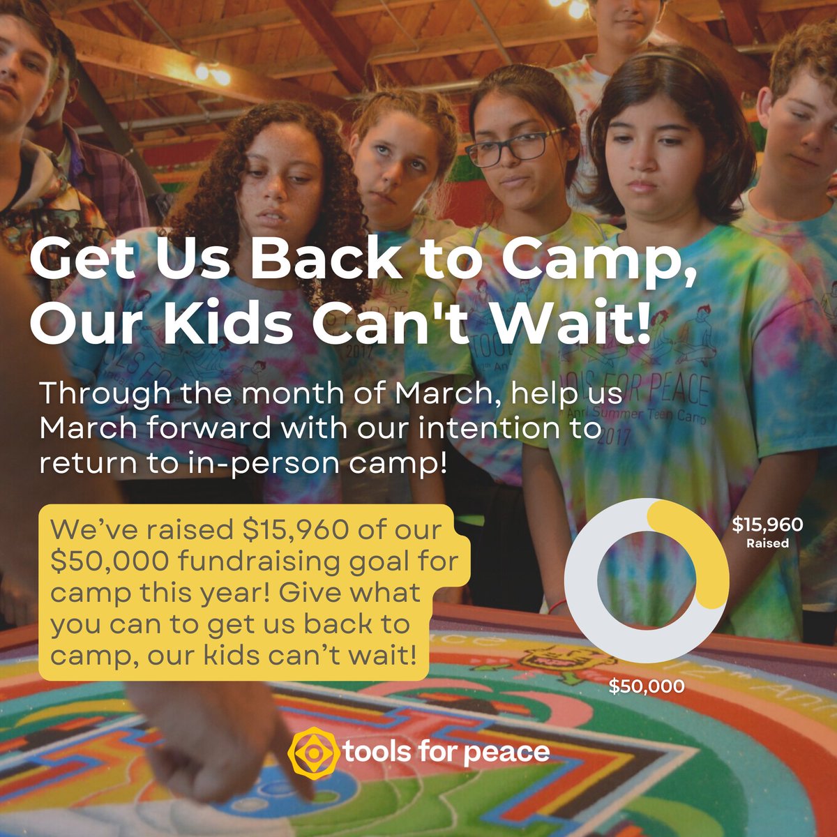 In our scholarship-based Annual Summer Teen Camp, 50 young people are given a transformative week of nature, #mindfulness and compassion-based workshops, art, music, self-expression, hiking, star-gazing and #meditating. Donate at toolsforpeace.org/summer-teen-ca….