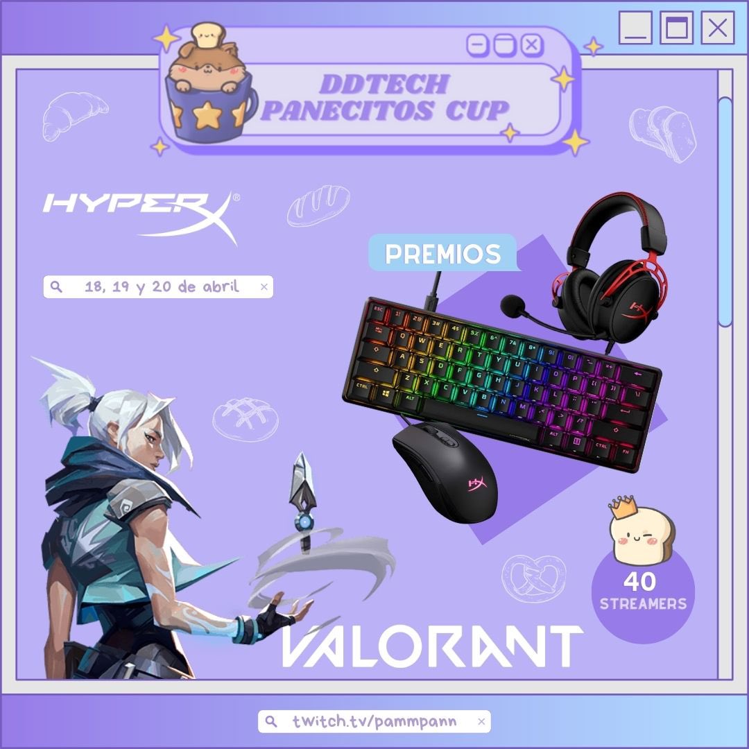 Headset HyperX GRATIS! a alguien al azar que le de RT a este tweet‼️

ATENCIÓN! Panecitos Cup regresa con DDTech con una TERCERA EDICIÓN! Les traemos un torneo de Valorant lleno de premios <a href="/HyperXLatam/">HyperX LATAM</a> 👀 etiqueta a tu streamer favorit@ que quisieras que reciba una invitación!🍞