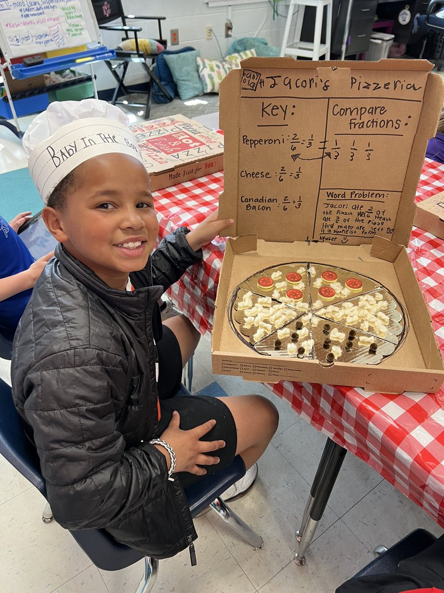 We served up a lot of fractions (& pizzas) at our 4th Grade Powdersville Fraction Pizzeria today! 👩🏻‍🍳🍕👨🏻‍🍳These math chefs have done an amazing job over the past few months learning about fractions and showed off their skills to parents today! So proud of them! ❤️ @pvespride