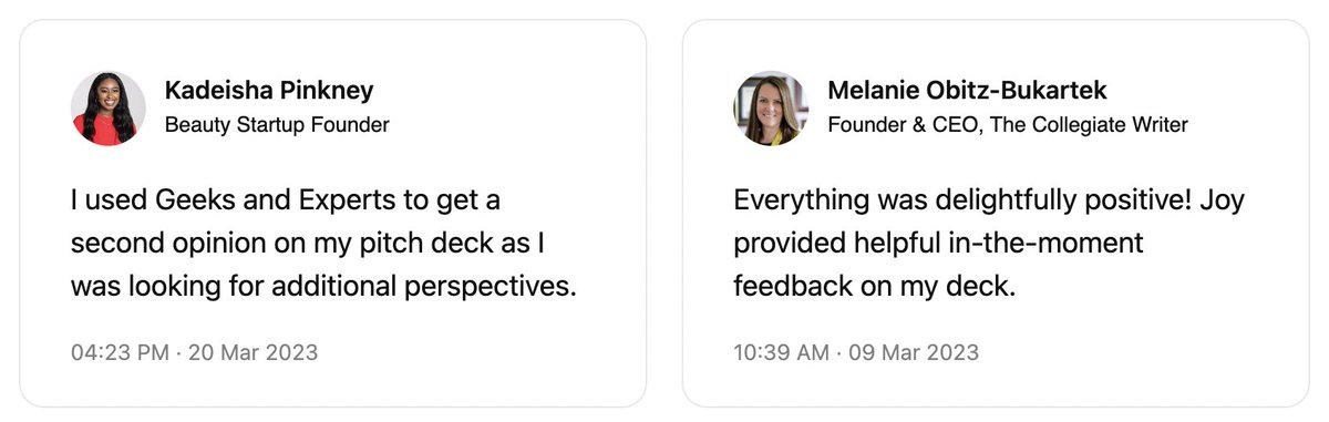 Geeksandexperts's tweet photo. If you're interested in a complementary pitch deck review, DM us! https://t.co/jsVv5EnvxF