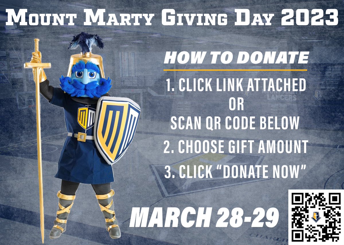 MMULancersMBB's tweet photo. Mount Marty's Giving Day has arrived! Here is your chance to support our program by using the link below! Every donation will be matched up to the amount of $2,000

Thankful for all the support both in the past and in the present! #MountUp 

Link: https://t.co/kKMy9xOfEk https://t.co/vIHUxWo07a