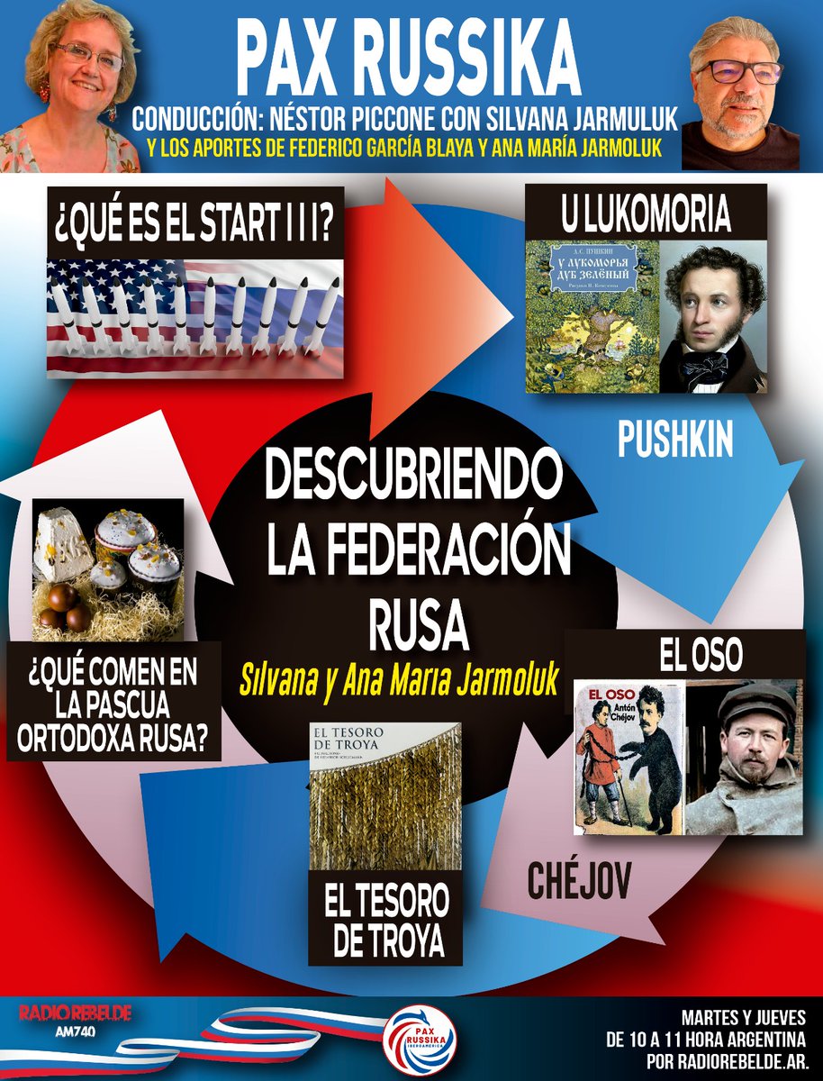 PaxRussika's tweet photo. 28marzo @Am740Rebelde 💣sabes qué es el #STARTIII ? 🎭se estrena El OSO de #Chejov en Buenos Aires🪙#Schliemann y el tesoro ruso de #Troya ☦️Que comen los rusos en #Pascua @picopiccone @EricCalcagno @lanavecomunica3 @motoreco_ok @CasadeRusia_Mdp @EmbRusiaEnArgEs @TovarichDelSur https://t.co/QcVF9Pp0Hh