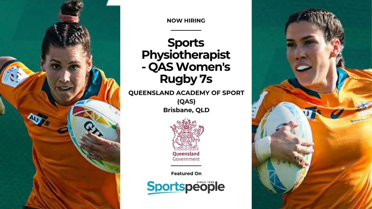 SportspeopleAU's tweet photo. [FEATURED] Sports Physiotherapist - QAS Women's Rugby 7s - @QldAcademySport. Brisbane location. Full Time, Contract/Temp. Closing 10 Apr 2023. Apply@ https://t.co/X3DnjazXZJ
(see more peak body jobs: https://t.co/pEKj6CjW9b) #sportspeople #sportjobs https://t.co/onuZMCZVq2