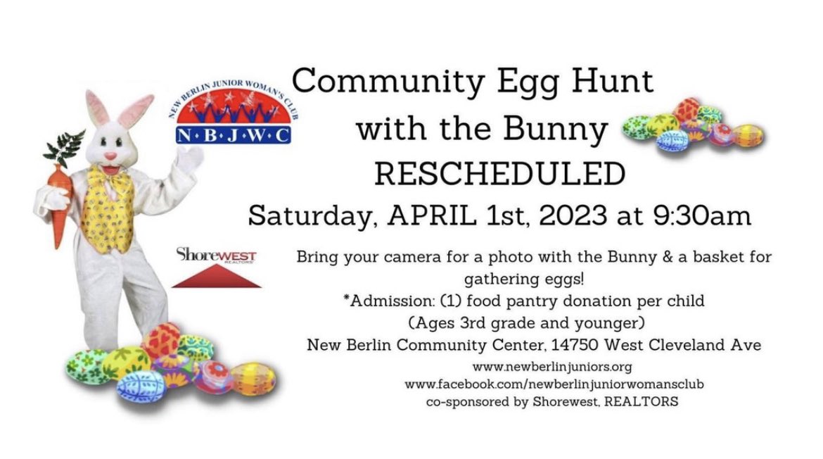 CityofNewBerlin's tweet image. #Rescheduled 🐰