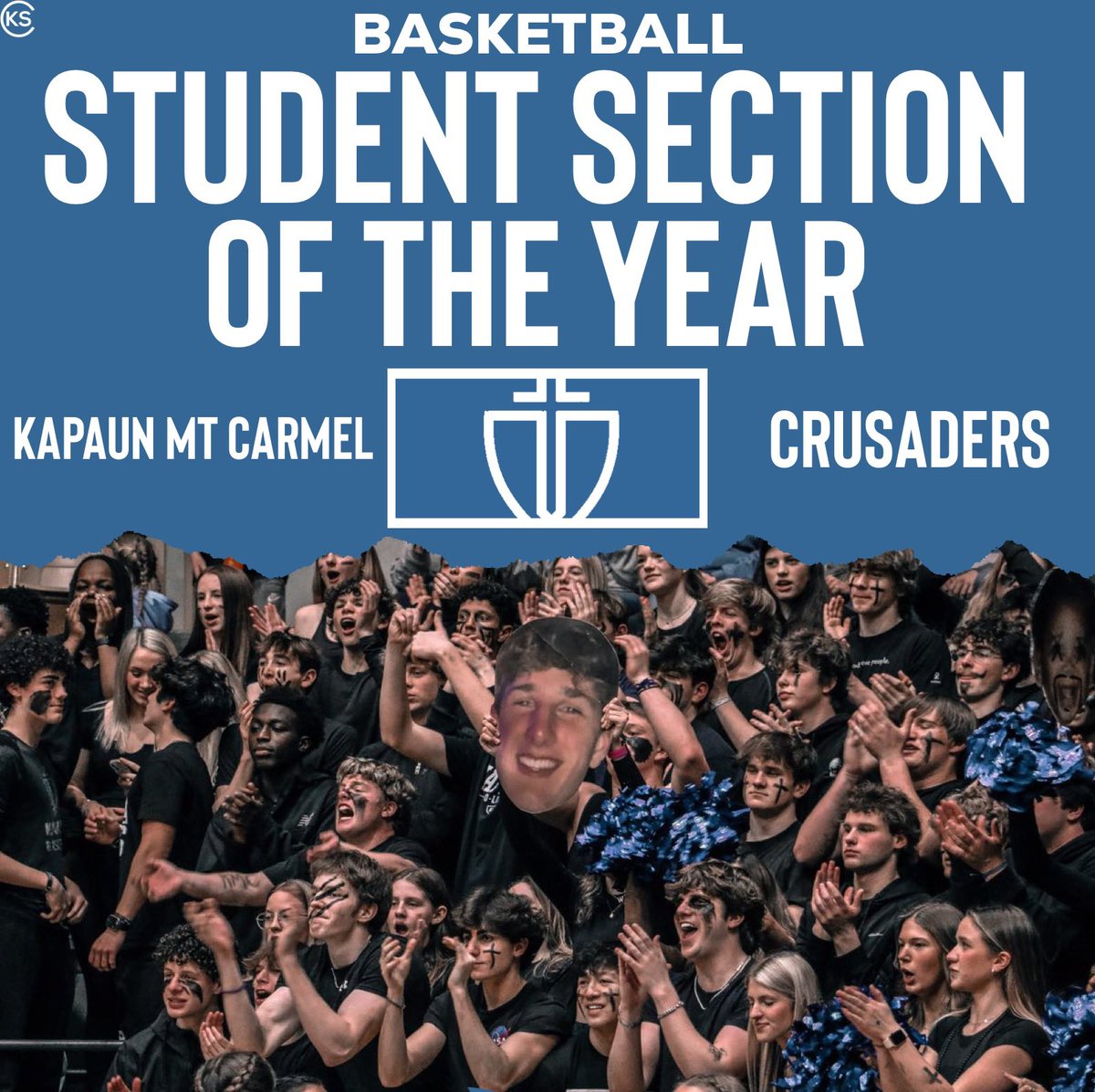 The 2023 Basketball Student Section of the Year is the Kapaun Mt Carmel Crusaders